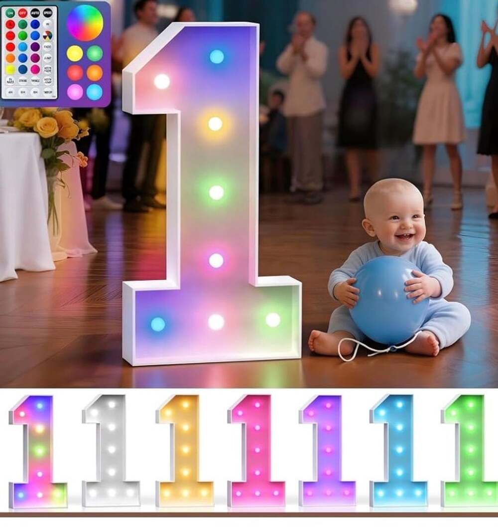 Pooqla RGB Color Changing Light Up Marquee Number 1